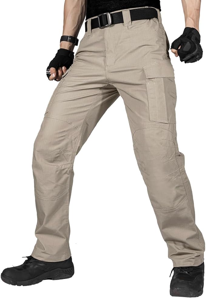Men's Tactical Pants, Water Resistant Ripstop Cargo Pants, Lightweight EDC Work Hiking Pants, Outdoor Apparel